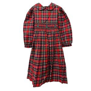 Vintage M.C. Collection Girls Red Green plaid Long Dress